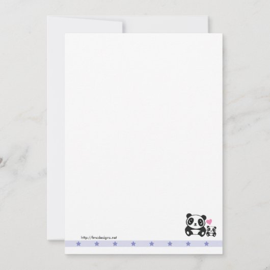 Invitation Baby shower de panda - pourpre et crème (Dos)