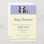 Invitation Baby shower de panda - pourpre et crème (Devant / Derrière)