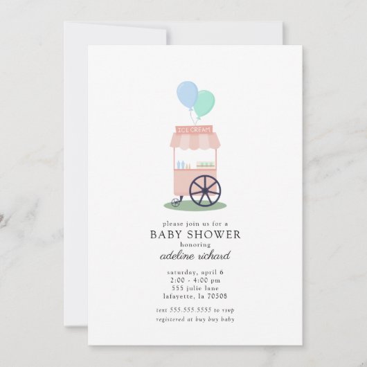 Invitation Baby shower de panier à crème glacée si (Devant)