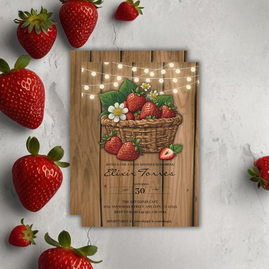 Invitation Baby shower de panier à fraise
