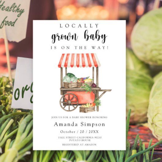 Invitation Baby shower de panier de marché pour bébés cultivé