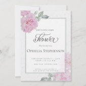 Invitation Baby shower de papier de riz rose romantique (Devant)
