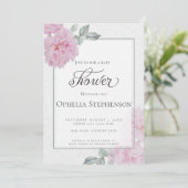 Invitation Baby shower de papier de riz rose romantique (Debout devant)