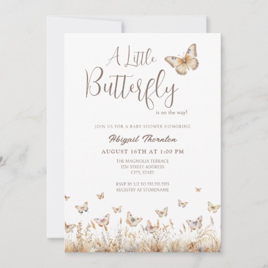 Invitation Baby shower de papillon Boho (Devant)
