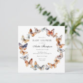 Invitation Baby shower de papillon Boho (Debout devant)