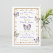 Invitation Baby shower de papillon de petite fille personnali (Debout devant)