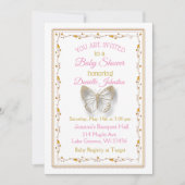 Invitation Baby shower de papillon de petite fille personnali (Devant)