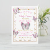 Invitation Baby shower de papillon de petite fille personnali (Debout devant)