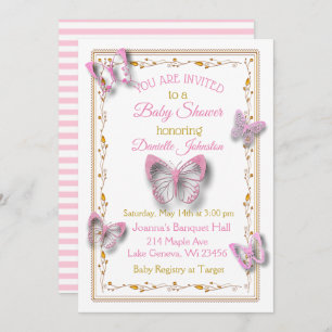 Invitation Baby shower de papillon de petite fille personnali