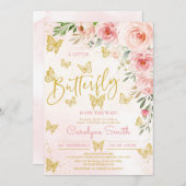 Invitation Baby shower de papillon rose (Devant / Derrière)