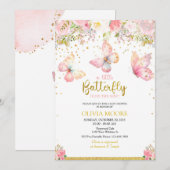 Invitation Baby shower de papillon rose (Devant / Derrière)