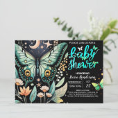 Invitation Baby shower de papillon vert (Debout devant)