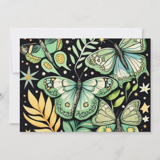 Invitation Baby shower de papillon vert (Dos)