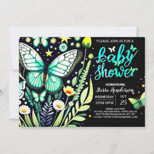 Invitation Baby shower de papillon vert de la taille lunaire