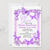 Invitation Baby shower De Papillon Violet Et Lavande De Charm (Devant)