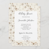 Invitation Baby shower de papillons à la crème chic (Devant / Derrière)