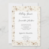 Invitation Baby shower de papillons à la crème chic (Devant)