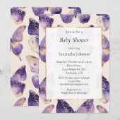 Invitation Baby shower de papillons à la crème d'or violet (Devant / Derrière)