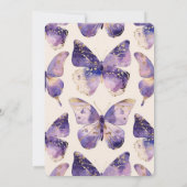 Invitation Baby shower de papillons à la crème d'or violet (Dos)