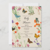 Invitation Baby shower de papillons Fleur sauvage aquarelle (Devant)