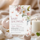 Invitation Baby shower de papillons Fleur sauvage rustiques