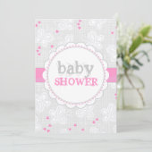 Invitation baby shower de papillons gris rose (Debout devant)
