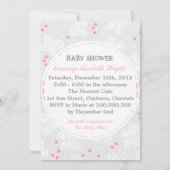 Invitation baby shower de papillons gris rose (Dos)