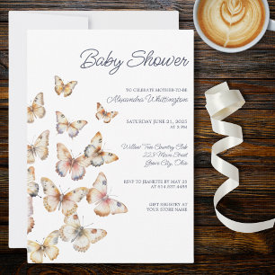 Invitation Baby shower de papillons neutres