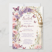 Invitation Baby shower de papillons pastel de jardin enchanté (Devant)