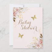 Invitation Baby shower de papillons rose floral rustique (Dos)