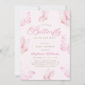 Invitation Baby shower de papillons roses (Devant)