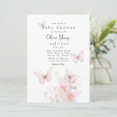 Invitation Baby shower de papillons roses (Debout devant)