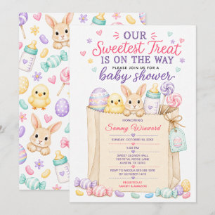 Invitation Baby Shower de Pâques au Goût Sucré