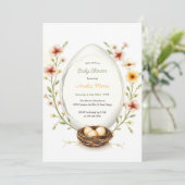 Invitation Baby shower de Pâques aux oeufs de fleurs (Debout devant)