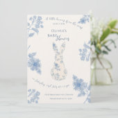 Invitation Baby shower de Pâques Bleu toile (Debout devant)