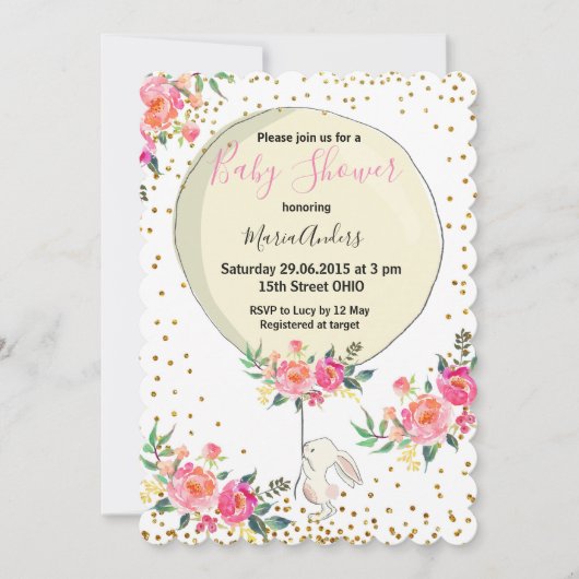 Invitation Baby shower de Pâques du printemps (Devant)