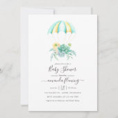 Invitation Baby shower de parachute de bouquet de succulents (Devant)