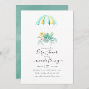 Invitation Baby shower de parachute de bouquet de succulents