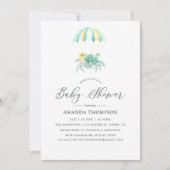 Invitation Baby shower de parachute de bouquet floral (Devant)