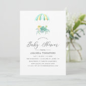 Invitation Baby shower de parachute de bouquet floral (Debout devant)