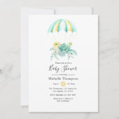 Invitation Baby shower de parachute de bouquet floral (Devant)