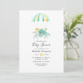Invitation Baby shower de parachute de bouquet floral (Debout devant)