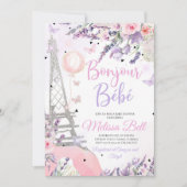 Invitation Baby shower de Paris Bonjour Bebe rose (Devant)