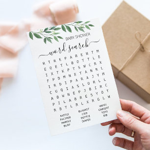 Invitation Baby shower de partie de recherche de mots