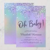 Invitation Baby shower de Parties scintillant arc-en-ciel (Devant / Derrière)