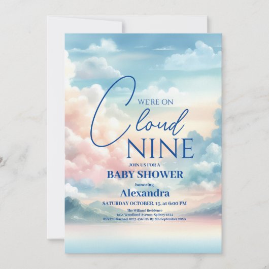 Invitation Baby shower de parties scintillant arc-en-ciel Clo (Devant)