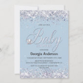 Invitation Baby shower de Parties scintillant Blue Elephant (Devant)