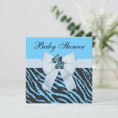 Invitation Baby shower de Parties scintillant Cute Blue Zebra (Debout devant)