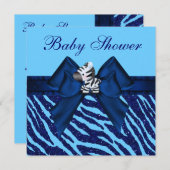 Invitation Baby shower de Parties scintillant Cute Blue Zebra (Devant / Derrière)