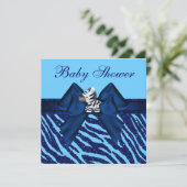 Invitation Baby shower de Parties scintillant Cute Blue Zebra (Debout devant)